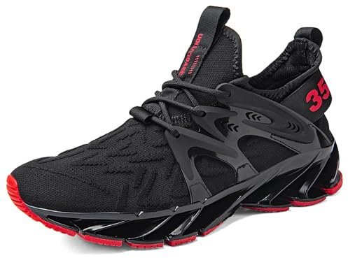 FUSHITON Sportschuhe Herren Laufschuhe Turnschuhe Freizeitschuhe Atmungsaktiv Sneakers Mode Straßenlaufschuhe Schuhe Tennis (Schwarz 5, EU 43)