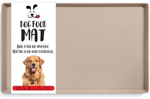 DogBuddy Dog Food Mat - Waterproof, Easy to Clean & Use, Silicone, Taupe, 28 x 18 inches, Perfect for Dogs & Cats