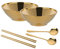 Edelstahl Ramen Schüssel Set,Füllmenge 900 ml Premium Rutschfeste Suppe Schale mit Löffel und Essstäbchen, Multifunktional Müslischale für Pasta Obst Nudel Salat(Golden)
