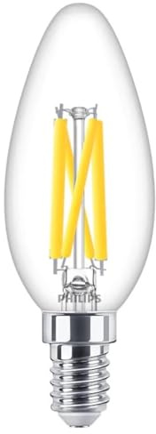 Philips Master LED Candle 5.9 (60W) E14 927 B35 Clear Glass DimTone, 806lm, Dimmable Warm Glow 2200K–2700K, High CRI Decorative Candle Light Bulb UK