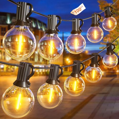 GLUROO Catene Luminose Esterno 30M, Luci da Esterno LED Catene Luminose con 52 Plastica Lampadine,Catena Luci Esterni Impermeabile per Giardino Terrazzo Bistrot