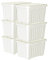 Cetomo 55L*6 Aufbewahrungsboxen mit Deckeln, Kunststoff-Aufbewahrungsbox mit Rollen und Clips, Kunststoffbox für Zuhause und Büro, BPA-frei, Nestbar, Stapelbar, Weiß, 55L-6er Pack