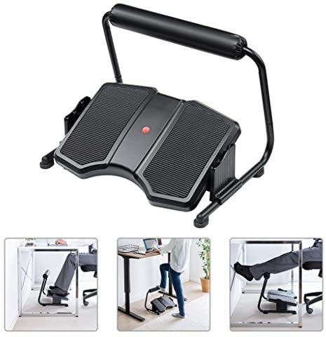 MEDCOK Höhenverstellbare Fußstütze unter dem Schreibtisch, breite Büro-Fußstütze, ergonomische Beinstütze for Couch mit rutschfesten Streifen, schwarz
