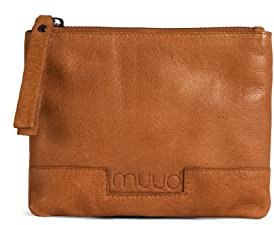 muud Wind handgefertigte Clutch aus Leder Whisky 13 x 16,5 cm
