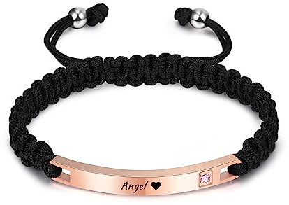 AOTXOXTOA Bracelet Personnalisé avec Nom Gravé pour Femmes Hommes Couples Amoureux Bracelet De Cheville Ajustable Fait à La Main TresséS Corde en Acier Inoxydable