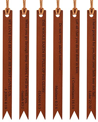 cobee Bibel Lesezeichen Aus Leder, 6 Stück Bibeljournaling Zubehör Christliches Geschenk Christliche Geschenke Bibel Marker Für Katholische Oder Andere Bibeln