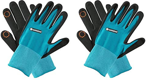 Gardena Pflanz- und Bodenhandschuh 8/M: Handschuhe für Garten- und Bodenarbeiten Feuchtigkeitsschutz dank Nitril-Oberfläche & Pflanz- und Bodenhandschuh 10/XL: Handschuhe