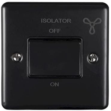 SHPELEC® Premium Round Edge Matt Black Electrical Wiring Accessory Range - Stylish and Durable (Fan Isolator Switch)