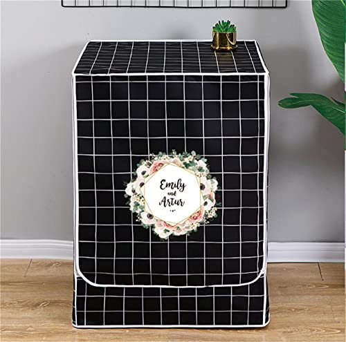 FANSU Copertura Lavatrice per Esterno per Lavatrici e Asciugatrice, Impermeabile Antipolvere Plaid Coprilavatrice da Esterno con Aperture Frontali Protezione Solare (4-7.5kg,Ghirlanda)