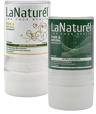 LaNaturel Deo Kristall - für Männer 130g + Frauen 130g I ohne Aluminiumchloride I Deodorant für Körper & Füße I 0% Alkohol