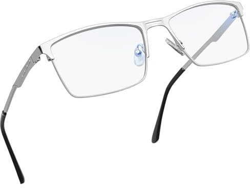 Joopin Retro Blaulichtfilter Brille Herren Brille Damen und Gaming Computerbrille Blaulichtbrille Blue Light Glasses for PC and TV(Silber)