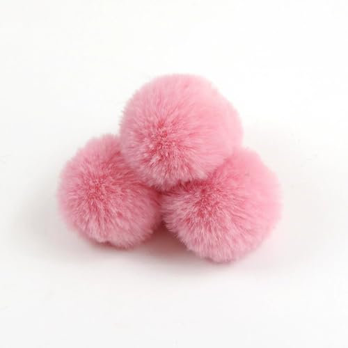SYSUII 20 Stück Fellbommel Pompon Kunstfell Pompon 5cm Künstliche Fellbommel für StrickMützen und Beanies Taschenanhänger Schlüsselanhänger Anhängern Basteln Waschbär Haarkugel Anhänger DIY-Rosa