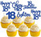 30 Pack Happy 18th Birthday Cupcake Toppers Dark Blue Glitter 18 Fabulous Cheers to 18 Years Old Birthday Cupcake Picks for Happy 18th Birthday Anniversary Party Cake Decorations