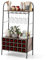 COSTWAY Weinregal, Flaschenregal für 18 Flaschen, Weinständer mit 5 Weinglashaltern & 2 Ablagen, 110cm Weinhalter freistehend, Weinflaschenregal für Küche Keller Bar, rustikales Braun, 63x32x114,5cm