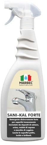 MARBEC SANI-KAL FORTE 750ML Détergent détartrant pour céramiques, sanitaires, robinetteries et vitres de la cabine de douche.