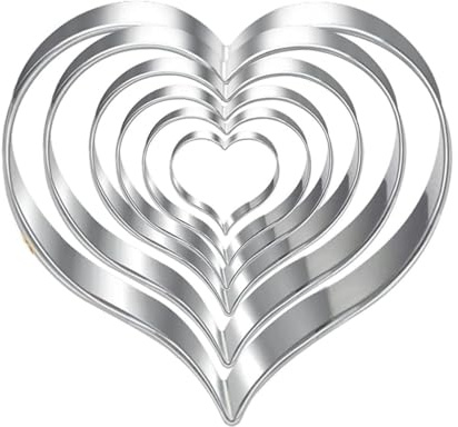 ieron 6 Pcs Heart Cookie Cutters Set, Stainless Steel Love Heart Shaped Biscuit Moulds for Valentine's Day Durable Cookie Cutters for Biscuits, Fondant, Cake Decoration