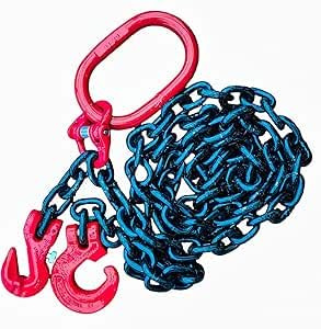 Forstkette Rückekette Chokerkette 8mm 4000daN Forsthaken Aufhängering Gütekl.:8 schwarz Kette nach EN818-2 hochfest und geprüft (1m FK4)