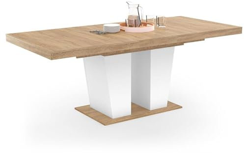IDMarket - Table à Manger Extensible Rectangle ELIAD 6-10 Personnes Bois et Blanc 160-200 cm