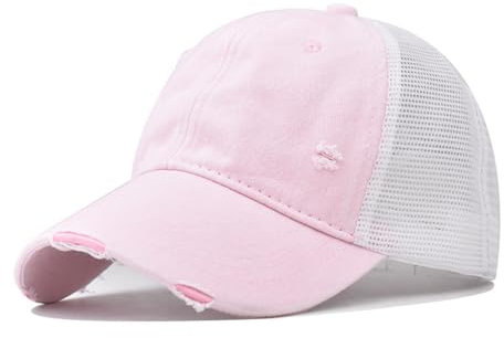 Kuukaas Casquette de baseball, pour homme et femme, avec filet, respirante, style vintage, pour femme, A-rose clair, taille unique