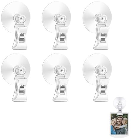 Kiuiom 6 Pcs Ventosa Gancho De Clip,Gancho De Ventosa Soporte Clip,Pinza De Ventosa,Transparente Ventosa Clip,Ventosa Con Abrazadera,Para Baño,Oficina,Cocina,Tienda,Acuario