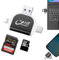 YYAOEMI Multi-Port 4 in 1 Universal SD TF Card Reader for iPhone No App Required 4 in 1 Universal Card Reader SD/Micro SD Memory Card Reader for Phone and Laptop Devices Memory Card Reader(Black)