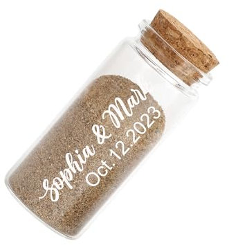 Zounghy Pot Personnalisé de Sable pour Lune de Miel avec Nom/Texte, Bouteille de Rangement en Verre, Vase Décoratif Cadeau pour Lui/Elle, Idée Cadeau