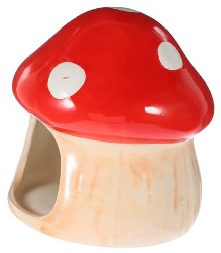 GREENADSCAPE Keramik Hamsterhaus Im Pilzdesign Kühles Versteck Für Kleine Haustiere Nest Für Ruhe Und Spiel Langlebig Und Sicher Für Hamster Und Andere Kleintiere