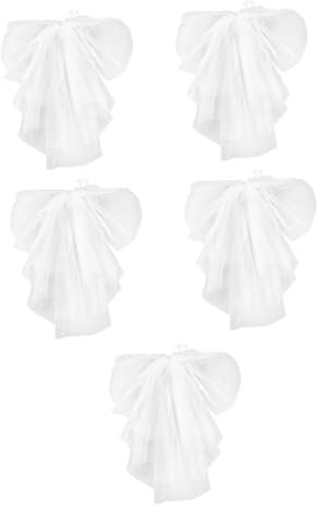 DEARMAMY 5st Kurzer Schleier Für Die Hochzeit Hochzeitskleid Hochzeit Kurzer Schleier Hochzeit Braut Schleier Bachelorette Dekorationen Mini Brautjungfer Brautstroh Gittergewebe Weiß