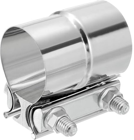 sourcing map 2 Exhaust Clamp, 304 Stainless Steel Butt Joint Band Clamp Sleeve Coupler Pipe Repair Clamp Universal Widening Clamp for 2 OD to 2 ID Exhaust Pipe Mufflers, Silver
