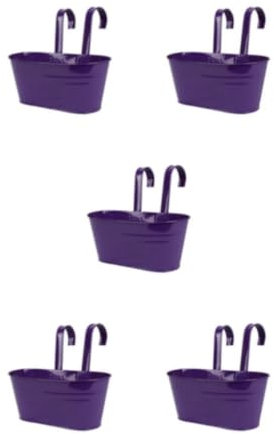 yuwqqoajv 5 Ensemble de Pot de Fleurs Suspendu Polyvalent avec différentes Couleurs Arc-en-Ciel, jardinières de Balcon en Fer détachables, Garde-Corps Suspendu Violet
