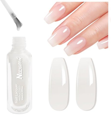 NEEXUAAN Jelly Nail Polish, Milky White Nail Varnish Quick Dry, Nail Polish Streak Free Long Lasting Brightening Nail Lacquer for Girls Women,0.35 fl oz (Milky white, 1PCS)
