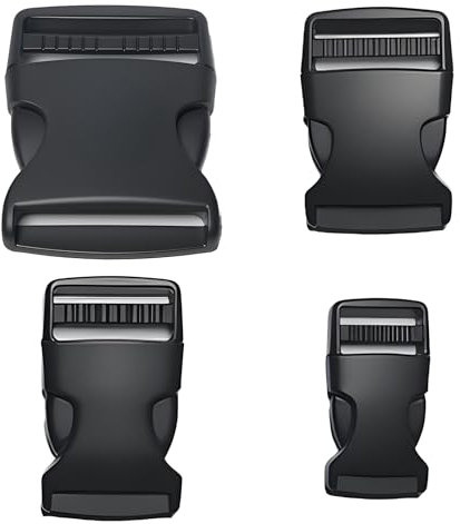 LEIBOCHAO Fibbie per Zaino 4 Dimensioni (20/25/38/50mm) - Set Completo di Clip a Rilascio Laterale in Plastica Resistente per Riparazioni Senza Cucitura di Zaini, Cinture Bagagli e Collari Animali