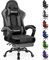 Homimaster Gaming Stuhl, Ergonomisch Gaming Chair mit verstellbare Lendenkissen und Kopfkissen, Gamer Stuhl mit Fußstütze, Gaming Sessel bis 150kg Belastbarkeit, Grau