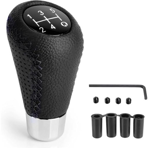 FNUQKREF Schaltknauf FüR Ford KA 2015 2016 2017 2018 2019, 5 Gang Universal Schalthebel Mit 4 Adaptern Schaltgetriebe Anti Rutsch Innenausstattung AutozubehöR,Black Black Line