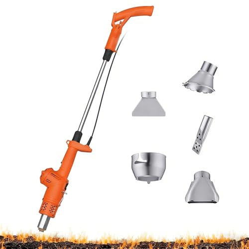 3-in-1 Electric Weed Burner & BBQ Lighter - 2000W Hot Air Torch W/5 Nozzles, 650°C Heat & 5.9ft Cable for Garden/Patio/Driveway (Thermal Weeding Stick)