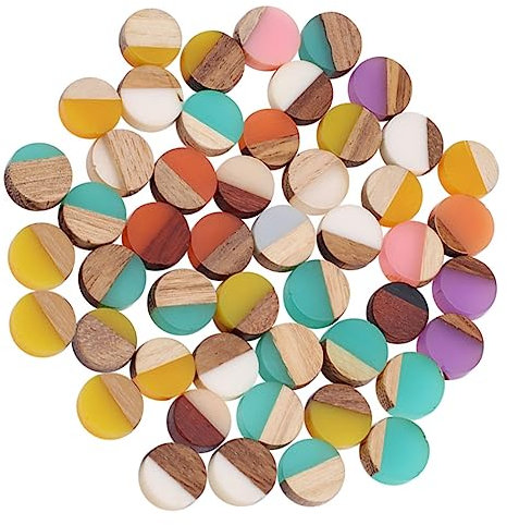 TEMPNAP 50stücke Holz Mit Harz Geometrische Charms Für Schmuck Schmuckmaterialien Für Ohrringe Halsketten Armbänder Und Mehr Multifunktionale Bastelsets