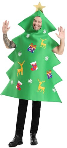 JUST FOR PARTY Adults Christmas Tree Costume, Funny Cosplay Fancy Dress Outfits for Holidays Christmas Day Dress Up Party, One Size