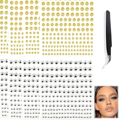 Dryxog 9 Stück Fake Piercing Nase Nasenpiercing Fake Lippenpiercing Bauchnabelpiercing Zungenpiercing Nicht Durchdringender Nasenstecker zum Aufkleben Auf Silbernen Bauchnabelaufkleber Coole Punk