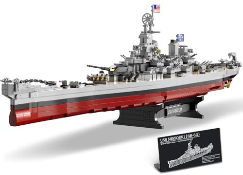 DUANT USS Missouri Schlachtschiff (BB-63) Marine Klemmbausteine Technik, das dritte Schiff der Schlachtschiffe der Iowa-Klasse, ein MOC-Militärmodell eines Kriegsschiff aus dem Zweiten Weltkrieg