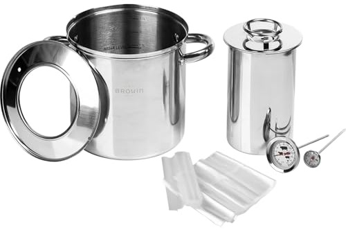 Edelstahl Schinkenkocher Set inkl. Thermometer & Kochbeutel – Schinkenfee für hausgemachte Wurst & Schinken – Fleischpresse Spülmaschinenfest (1,5kg Set mit Topf)