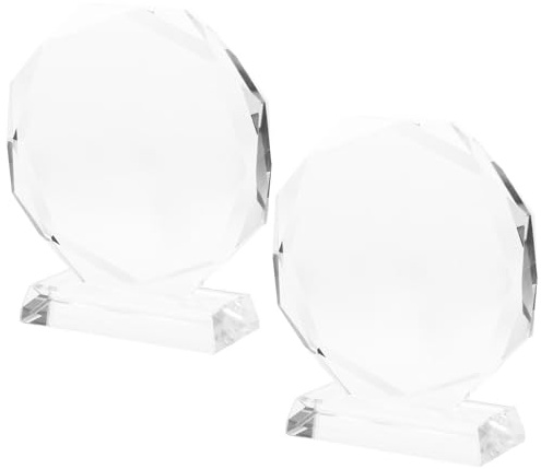 HEMOTON Trofeo de Cristal Octogonal 100 Mm 2 Unidades para Empleados Premio Personalizado Grabado Placa Reconocimiento Vidrio Transparente Decoración Oficina