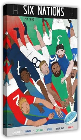 BKNSLJH Leinwandposter Six Nations Rugby Giclée, Wandkunstdruck, Bild, Gemälde, 20 x 30 cm