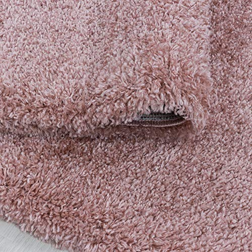 KADIMA DESIGN Hochflorteppich Einfarbig Uni Weich Flauschig Waschbar Strapazierfähig Langlebig Rosa 120x120 cm Wohnzimmer Schlafzimmer Esszimmer Fußbodenheizung geeignet Oeko-TEX | SALZACH