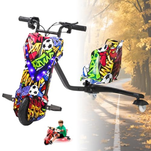 GwlThixion Triciclo a batería Drift Trike, TecnologíA De AbsorcióN De Impactos Y Pedales, 3 velocidades, Kart eléctrico con batería de 36V y Motor de 250W, para Parque, Escuela 8in-C