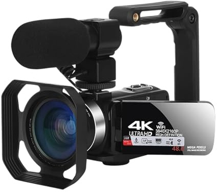 Caméra Vidéo, Appareils Photo numériques 4k, caméscope Professionnel for caméra vidéo Vlog WiFi 48MP, caméra Zoom numérique 18X, Webcam numérique(32GB,C)