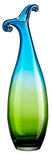 Blumenvase Glas Vase Tischvase Tischdeko Hochzeitdeko Raumdekoration Harlekini Blau Grün 42 cm Glasvase