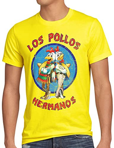 style3 Los Pollos T-Shirt Herren, Größe:S, Farbe:Gelb