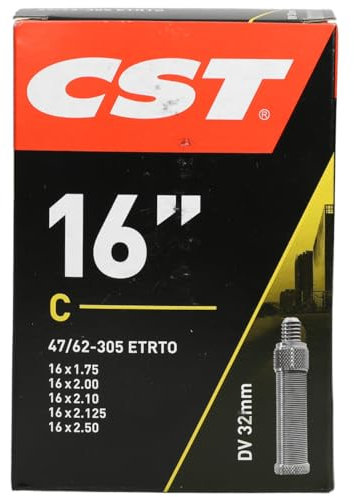 CST 070302 Fahrradschlauch, Schwarz, 16 x 1.75-2.50 47/62-305 DV 32 mm