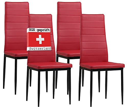 Albatros 2704 Milano Set de 4 sillas de Comedor, Rojo