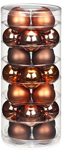 28 STK. Christbaumkugeln Glas 45mm // Weihnachtskugeln Baumkugeln Baumschmuck Weihnachtsdeko Kugeln Christbaumschmuck Weihnachtsschmuck Dose Deko Weihnachten 4,5cm, Farbe: Copper-Brown (braun)